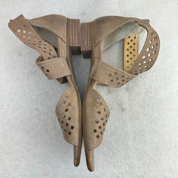 Paul Green Women's Tan Suede Stacked Block Heel Cross Ankle Strap Sandals Sz 10 - Picture 13 of 15